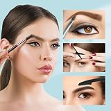 SWEET VIEW 7pcs Eyebrow Tweezers Kit with Brow Scissors Razor Spoolie Leather view 4
