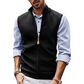 PJ PAUL JONES Mens Sweater Vest Full-Up Knitted Vests Casual Stand Collar Vests Sweater
