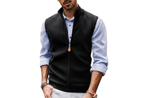 PJ PAUL JONES Mens Sweater Vest Full-Up Knitted Vests Casual Stand Collar Vests Sweater