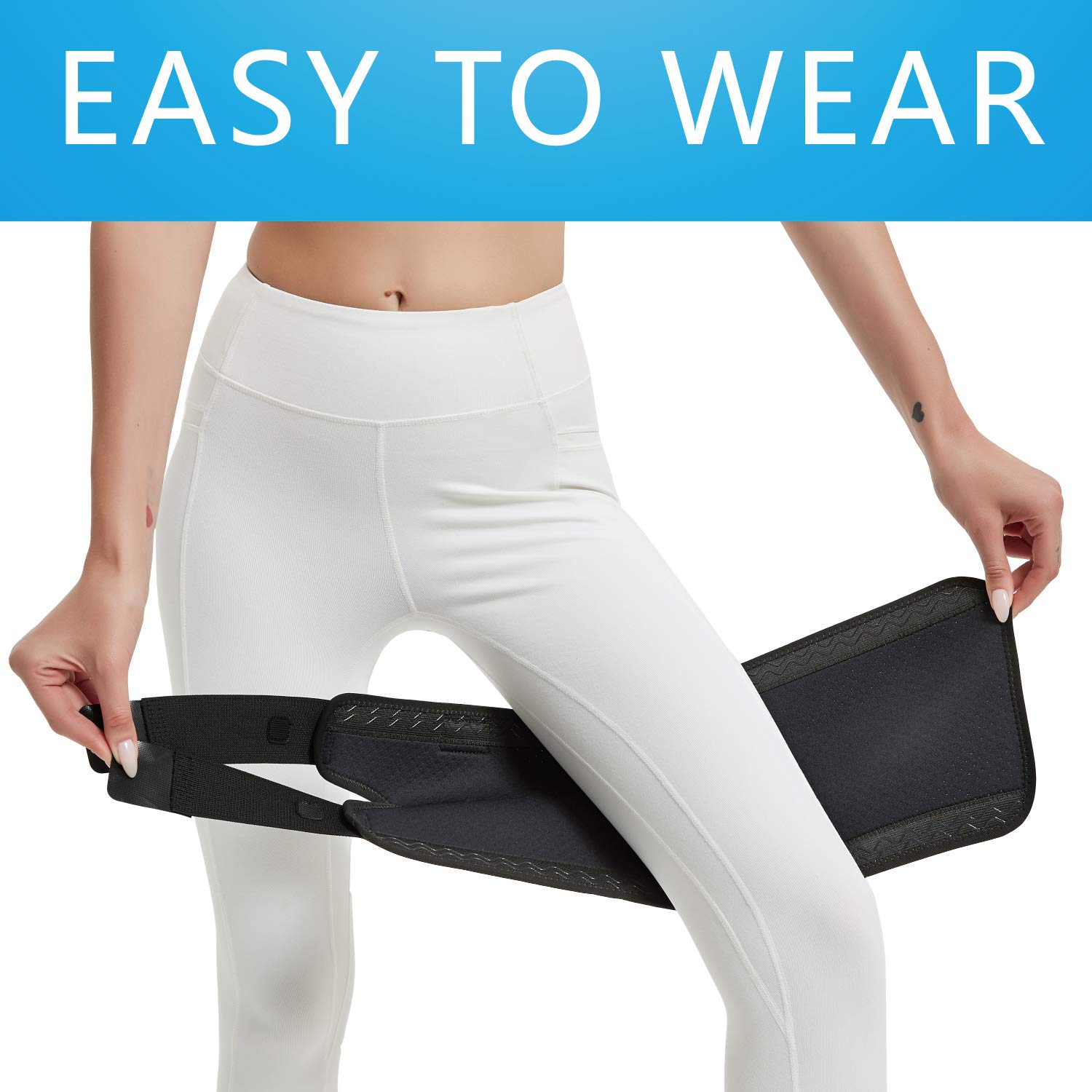 ClevissBrace Adjustable Thigh Brace Support, Compression Hamstring Quad Wraps Prevent Leg Sprains, Strains, Tendonitis Injury, Compression Sleeve with Anti- Slip Silicone Strips for Men and Women: Industrial & Scientific