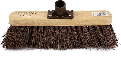 Newman and Cole 12 inch Wooden Broom Head with Stiff Natural Bassine Bristles
