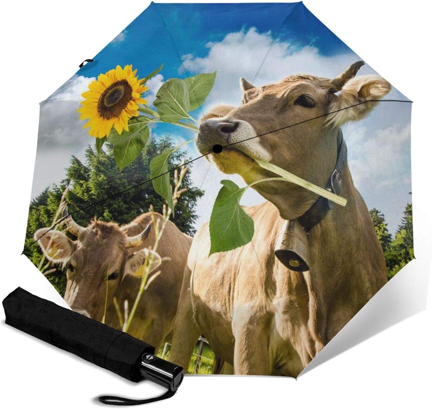 Amazon.com: 3d Animal Brown Cow Printed Umbrellas, Automatic Tri-Fold