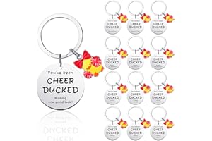 Nosiny 20 Pcs Duck Cheer Keychain Cheer Gifts Bulk for Team Cheerleader You've Been Cheerleader Duck Keychains for Team Gift