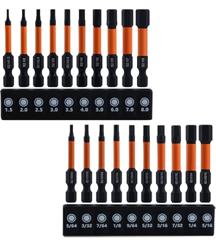 Crosstar 2-Inch Compact Hex Bit Set 20PCS (Metric & SAE) - Short Impact