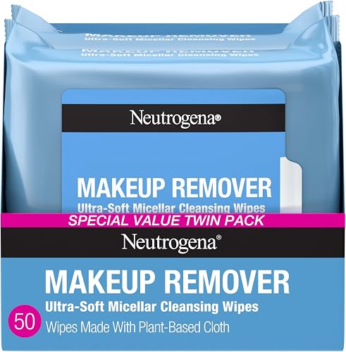 Neutrogena Makeup Remover Micellar Wipes, 2 Pack of 25 Ct