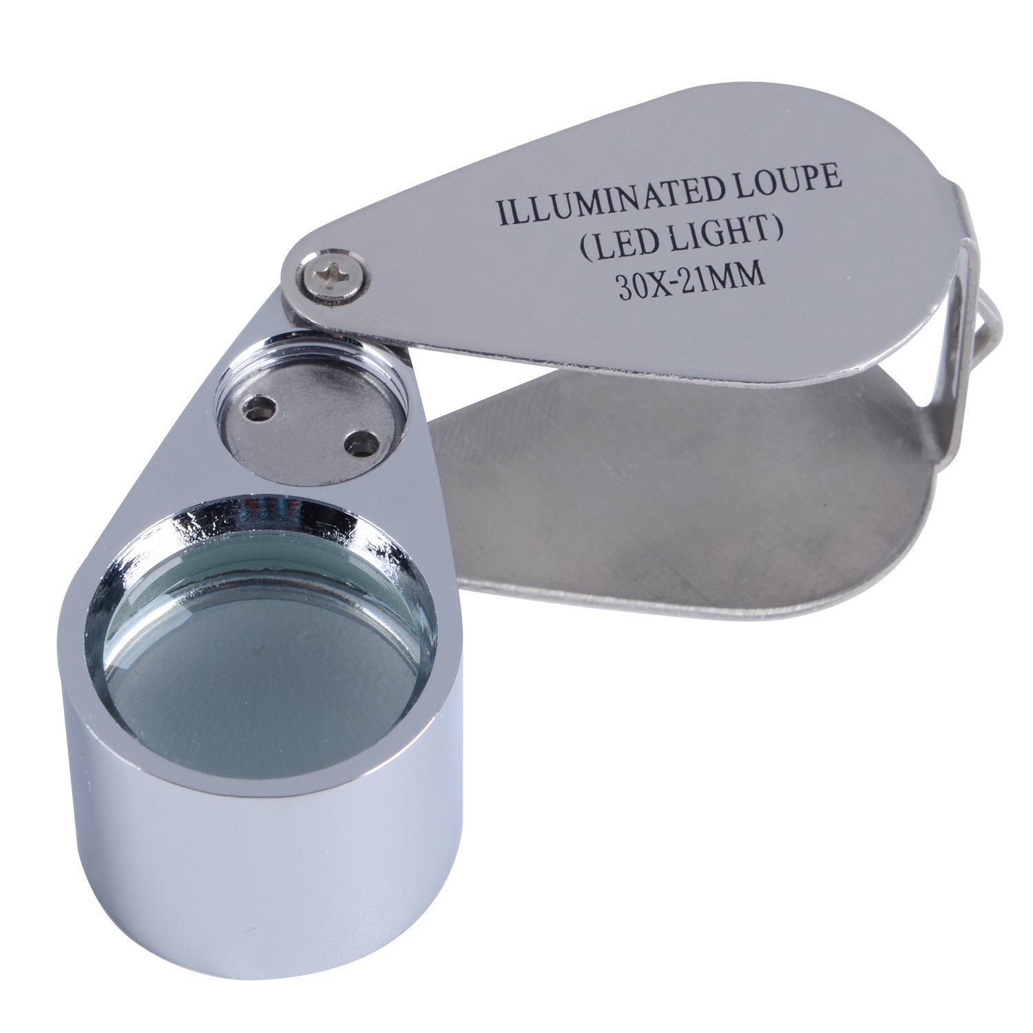 30X Full Metal Illuminated Jewellery Magnifier,Changshengda Folding Scientific Document Magnifying Glass Jewellers Lens Eye Loupe with LED Light