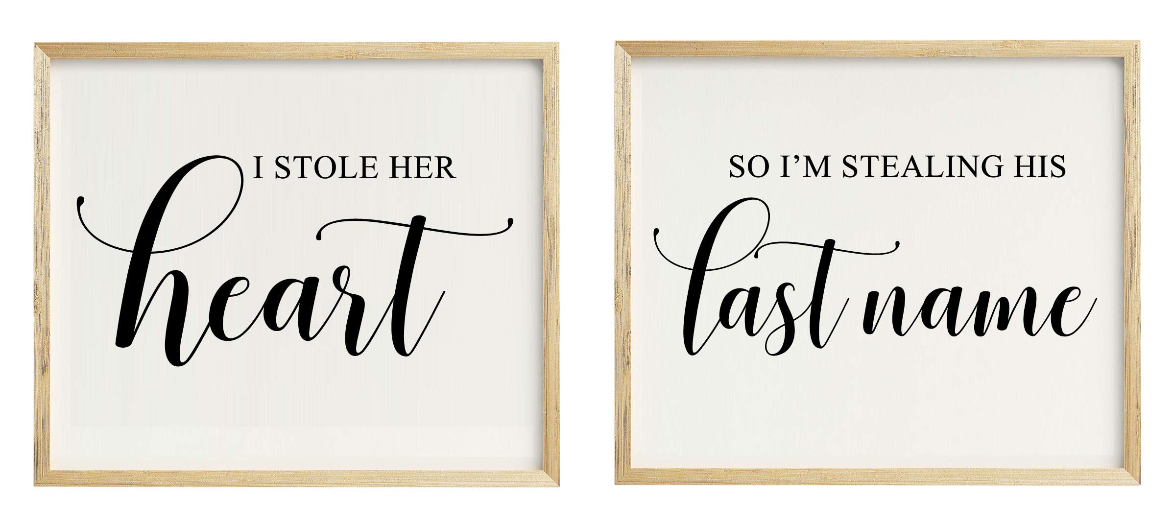 Darling Souvenir I Stole Her Heart, So I'm Stealing His Lastname Wedding Party Sign Signage Party Print - Frame Not Included — image 1