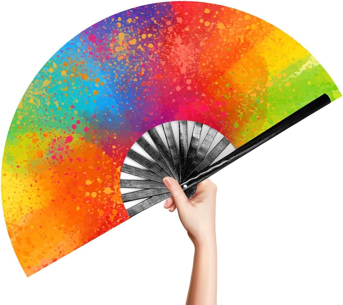 OMyTea Large Rave Clack Folding Hand Fan for Men/Women