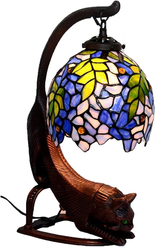 Creative Cat Tail Pendant Light Tiffany Style Stained Glass Table Lamp