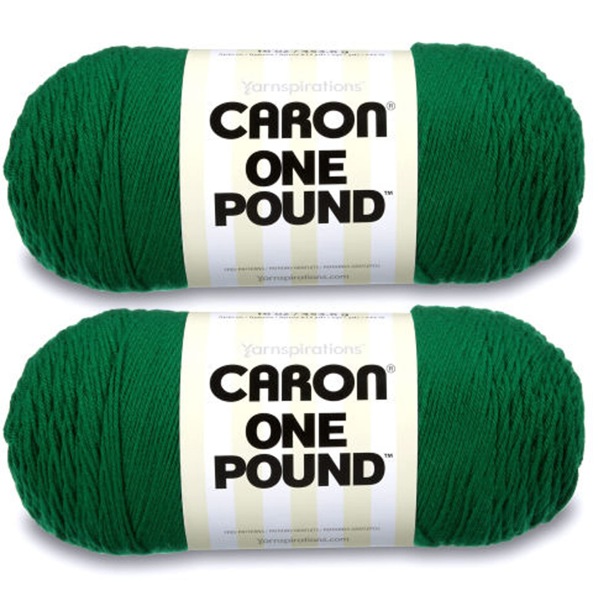 Caron One Pound Kelly Green Yarn - 2 Pack of 454g/16oz - Acrylic - 4 Medium (Worsted) - 812 Yards - Knitting/Crochet