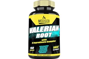 MECISCO 7in1 Valerian Root Extract Capsules 5032mg for 5 Months - Blended with Ashwagandha Root, Ginger Root, Chamomile Flowers, Balm Leaf & Black Pepper - Relaxation & Restful Mind Support -150 Counts
