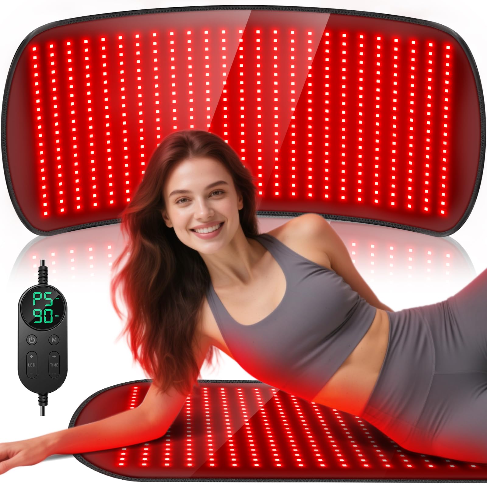 Photo 1 of HALIDODO 35.4'' x 17'' Red Light Therapy Mat for Body, 500 LEDs Tri-Chip Upgrade 660nm& 850nm Near Infrared Light Therapy Pad Wrap Belt Blanket for Body Back Waist Shoulder Knee Joint, 90Min Timer