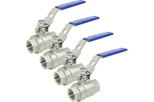 YADIAN 4 Pack 1/2'' Stainless Steel 304 Ball Valves, NPT Female Full Port Ball Valve Heavy Duty Shut Off Valve 1/2 inch for Water, Oil, and Gas with Locking Device, NPT Female, 1000 WOG