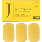 Jericho Dead Sea Sulfur Soap with Olive Oil &ndash; Helps with Acne, Blackheads, Itchy &amp; Scaly Skin &ndash; For Oily to Normal Skin &ndash; Vegan Face &amp; Body Bar for Men &amp; Women, 4.4 Oz / 125 g (Pack of 3)