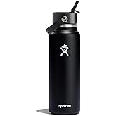 Hydro Flask Water Bottle - Insulated Stainless Steel - Wide Straw Lid, Non Spill, Leakproof in 40 Oz Black