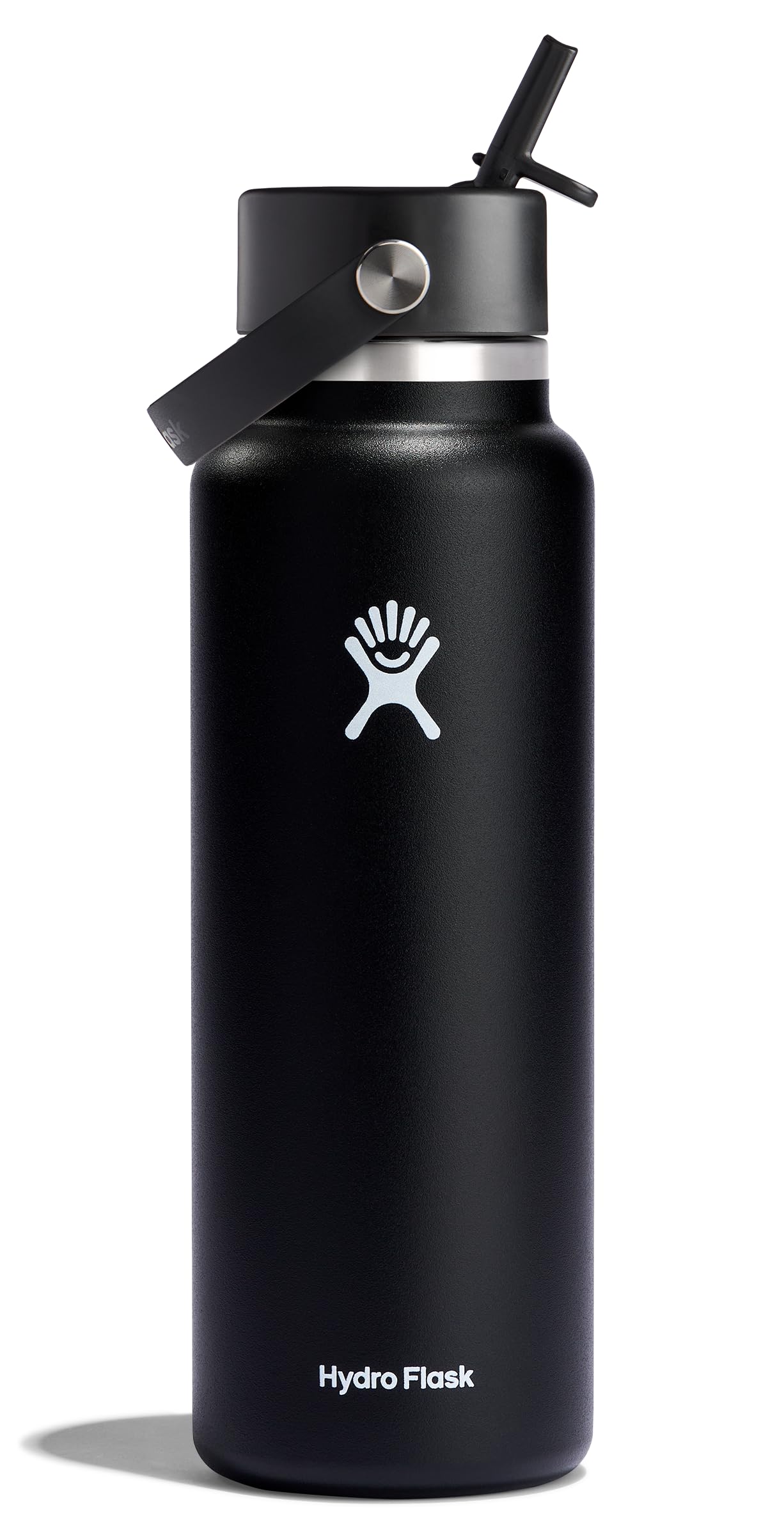 Photo 1 of Hydro Flask Water Bottle - Insulated Stainless Steel - Wide Straw Lid, Non Spill, Leakproof in 40 Oz Black