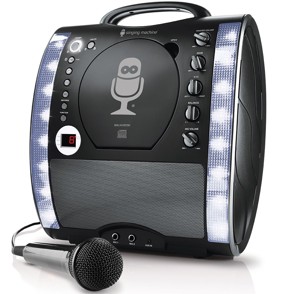 Singing Machine SML343BTBK Karaoke System With Bluetooth CD Led Lights