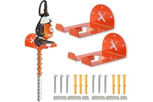 IULRTBA Upgraded Trimmer Rack Wall Mount - 8" Heavy Duty Weed Eater Hanger for Garage Wall Bracket, Garden Power Tool Holder Organizer Hooks for Grass Trimmer, Hedge Trimmer, Leaf Blower and Chainsaw, 2 Pack