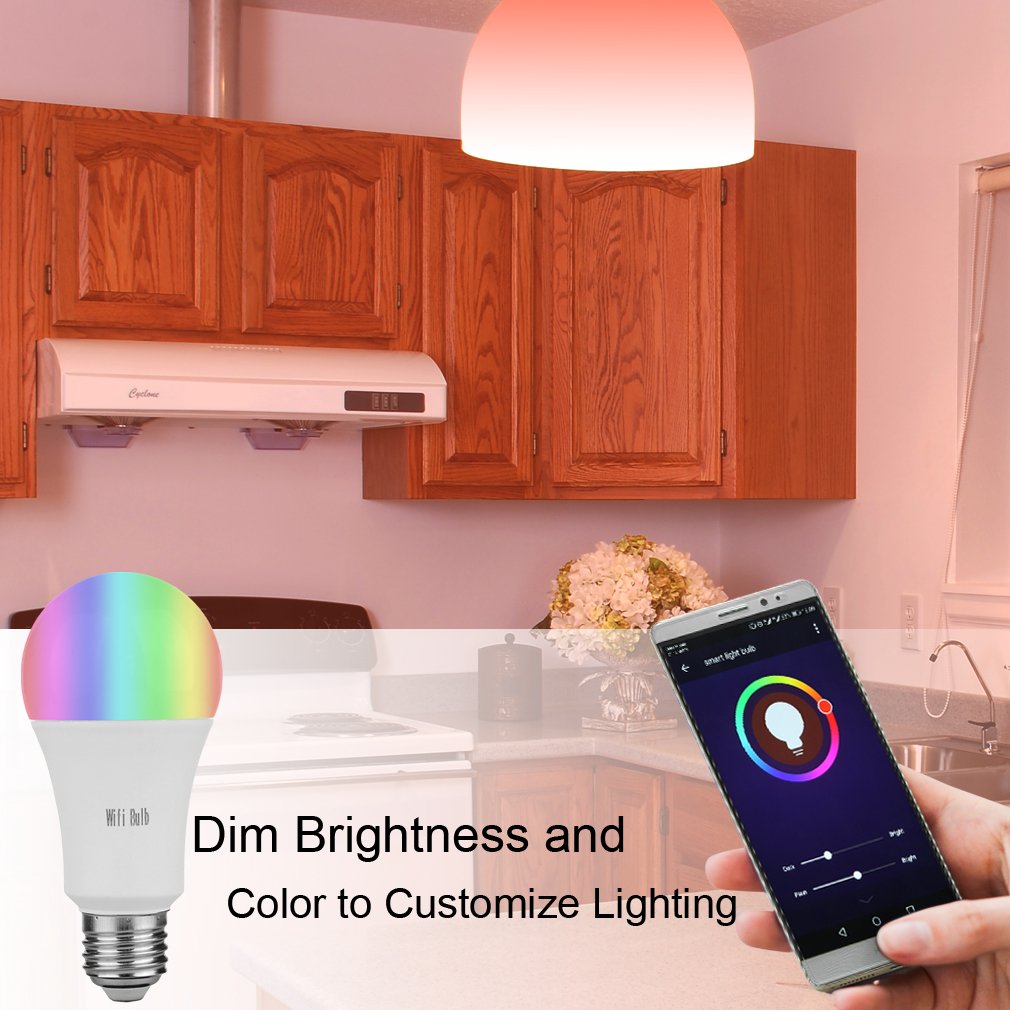 MARRYME Ampoules LED Connectées Wi-Fi E27,7W équivalent 65W Smartphone Télécommande Ampoules Intelligente Compatible avec Google Home/Amazon Echo Alexa Millions Couleurs