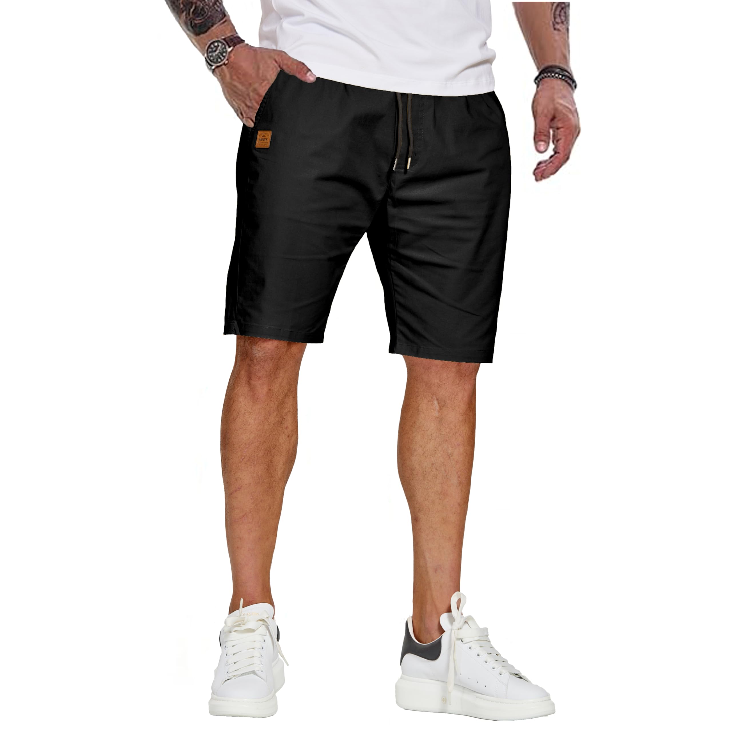 ZOXOZ Shorts Herren Sommer Kurze Hose Herren Mit Taschen Chino Shorts Baumwolle Cargo Shorts Freizeithose Kurz Schwarz XL