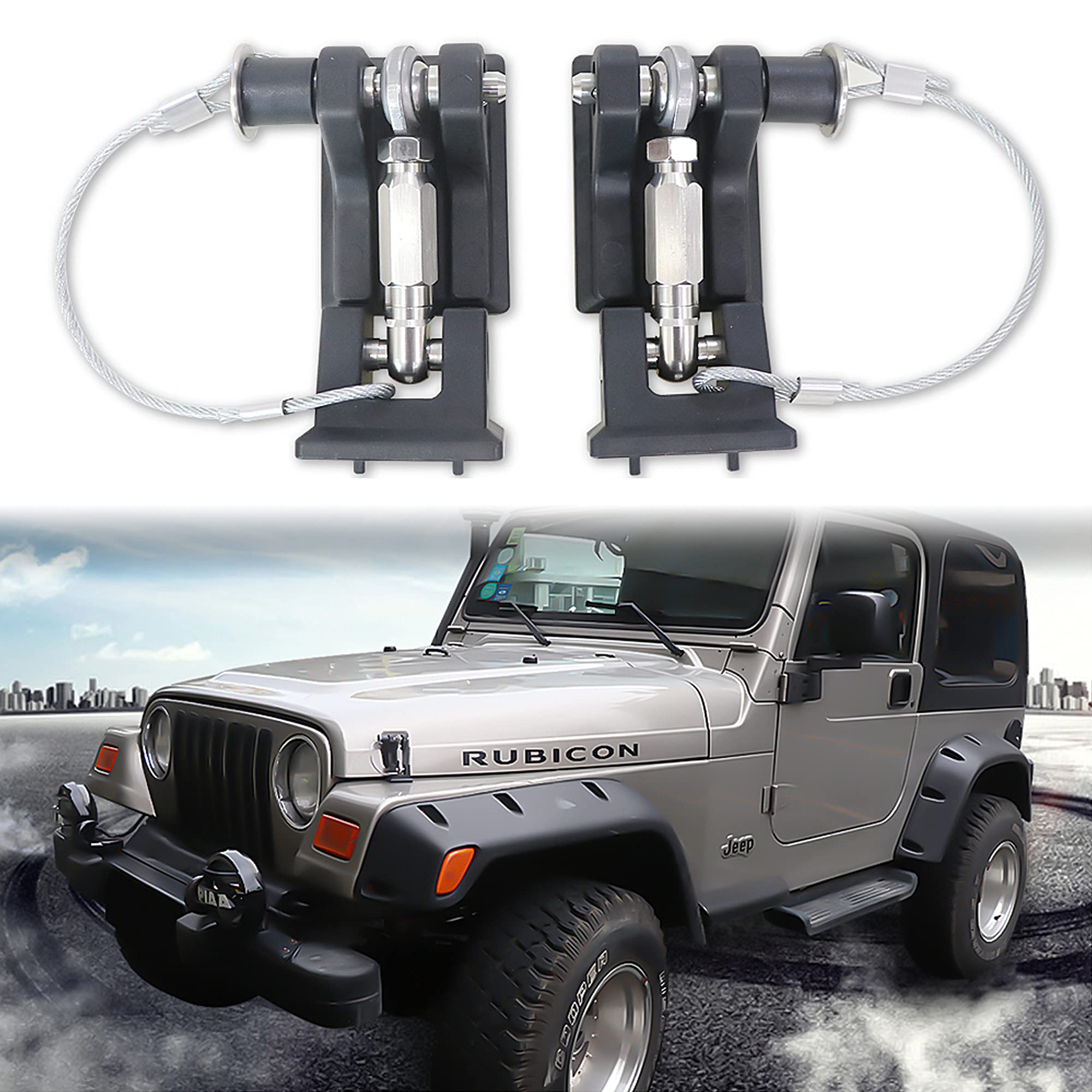 Photo 1 of sukemichi TJ Hood Latches for Jeep Wrangler, Locking Hood Latch for 1997-2006 Jeep Wrangler TJ Accessories, Upgrade, Eliminate Hood Flutter Bounce,1Pair