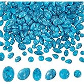 PH PandaHall 300pcs Turquoise Stone Cabochon 6 Styles Half Round Synthetic Cabochon Tiles Oval Flatback Stones Texture Teardrop Stone Beads for Earrings Necklace Bracelet Jewelry Craft Making