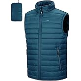 33,000ft Men's Lightweight Packable Insulated Puffer Vest Outerwear, Warm Winter Sleeveless Jacket for Golf Running