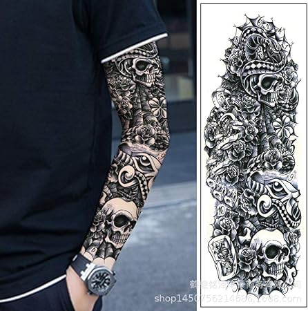 Tzxdbh 3pcs Full Bras Autocollant De Tatouage étanche Hommes