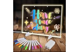 NPOPARD Lumiboard Led Drawing Board for Kids 13.7"X10" with 4 Modes & 7 Colors Cosmody Light Up Acrylic Board, Include Stand, Adapter, Hanging Chain, 12 Markers, Spray Bottle & Eraser