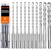 Keewaki 5/32"-1/2" SDS Plus Hammer Drill Bit Set, 2-Cutter 10-Piece Masonry | Single Tip Carbide, Fast Dust Evacuation, U-Flute Design, Anchor Hole Drilling, Concrete Brick Masonry