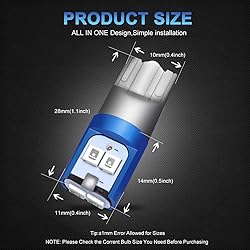 MAXGTRS 194 LED Light Bulb Blue 168 2825 W5W T10