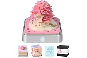 RSLIPIN 3D Memo Pad Time Piece Calendar 2026,3D Calendar Memo Pad DIY Notes Notepad Paper Craft Art Romantic Tree House,2026 3D Desk Calendar With LED Lights,Pink