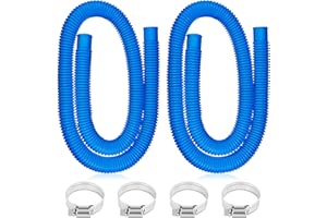 sawluv 1-1/4" Pool Hose for Above Ground Pool, 1.25" x 59" Replacement Pool Pump Hose Compatible with Coleman Intex Filter Pump 603 637 (2 Pack + 4 Clamps, Blue)