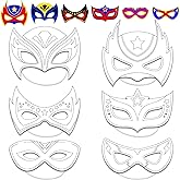 chiazllta 24 Pcs Color Your Own Hero Mask Crafts Hero Party Favors for Kids DIY Super Paper Mask Making Kits Father's Day Christmas Gifts Decorations Class Home Activity Coloring Game