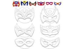 chiazllta 24 Pcs Color Your Own Hero Mask Crafts Hero Party Favors for Kids DIY Super Paper Mask Making Kits Father's Day Christmas Gifts Decorations Class Home Activity Coloring Game