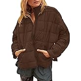 Muchpow Women's Lightweight Down Coat Long Sleeve Full Zipper Oversized Packable Short Puffer Jackets