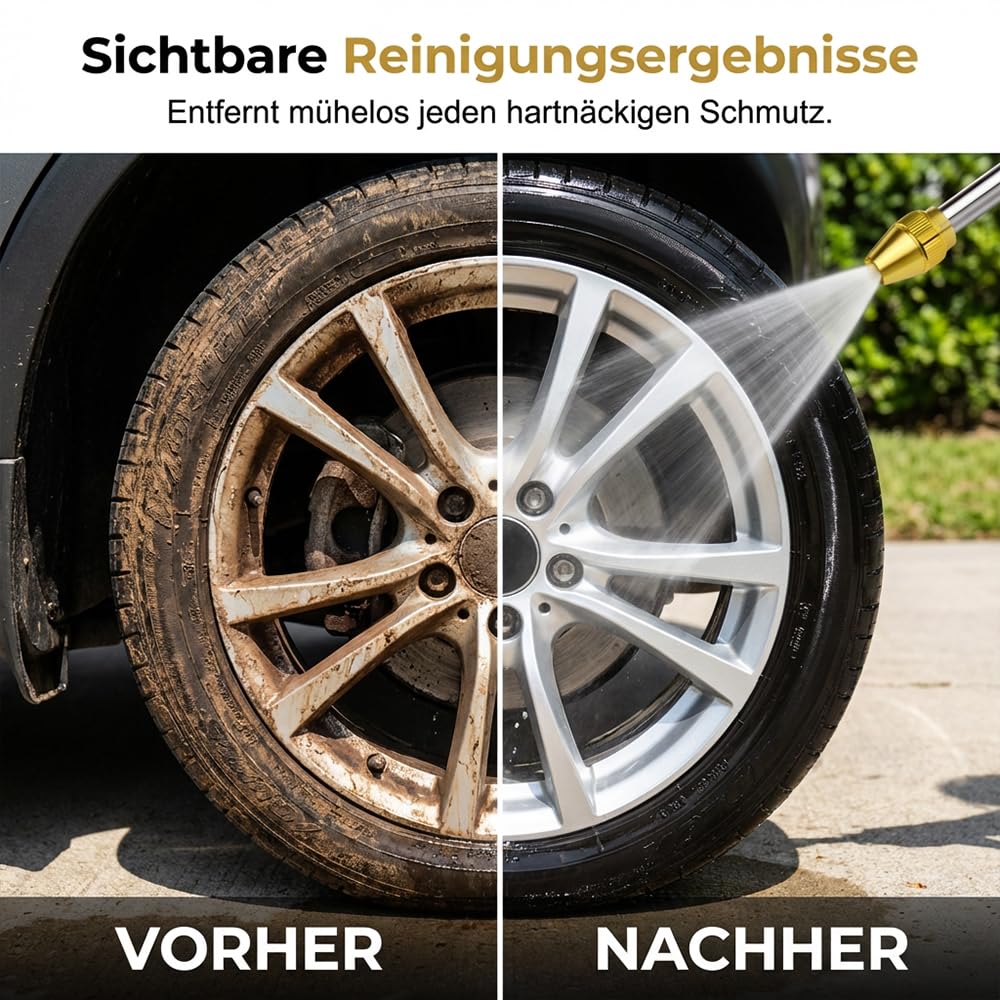 Hochdruckpistole, 2026 Neu Hochdruckdüse für Gartenschlauch mit Metall Verbindungen, Hochdruckpistole für Gartenschlauch, Turbo Hochdruckreiniger für AutowäSche GartenbewäSserung (A) 3