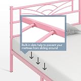 Yaheetech 3ft Single Bed Metal Slatted Frame Cloud Headboard Pink view 8