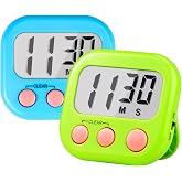 Timer for Kids Digital Kitchen Timers for Cooking- 2 Pack Blue Green | Countdown Timer for Classroom Study Exercise Teacher Supplies, Strong Magnetic, Loud Alarm, Large Screen, Fast Reset, Memory