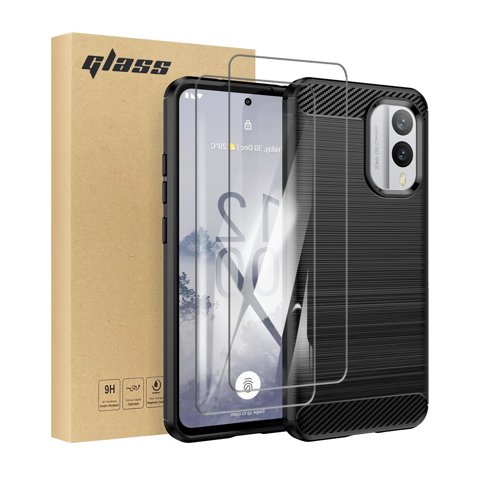 SCL Case for Nokia X30 5G Case and Screen Protector for Nokia X30 5G Case and Screen Protector Nokia X30 5G Tempered Glass [2 Pack] + Cover, Anti-Scratch TPU Protective Cover, Anti-Fingerprint