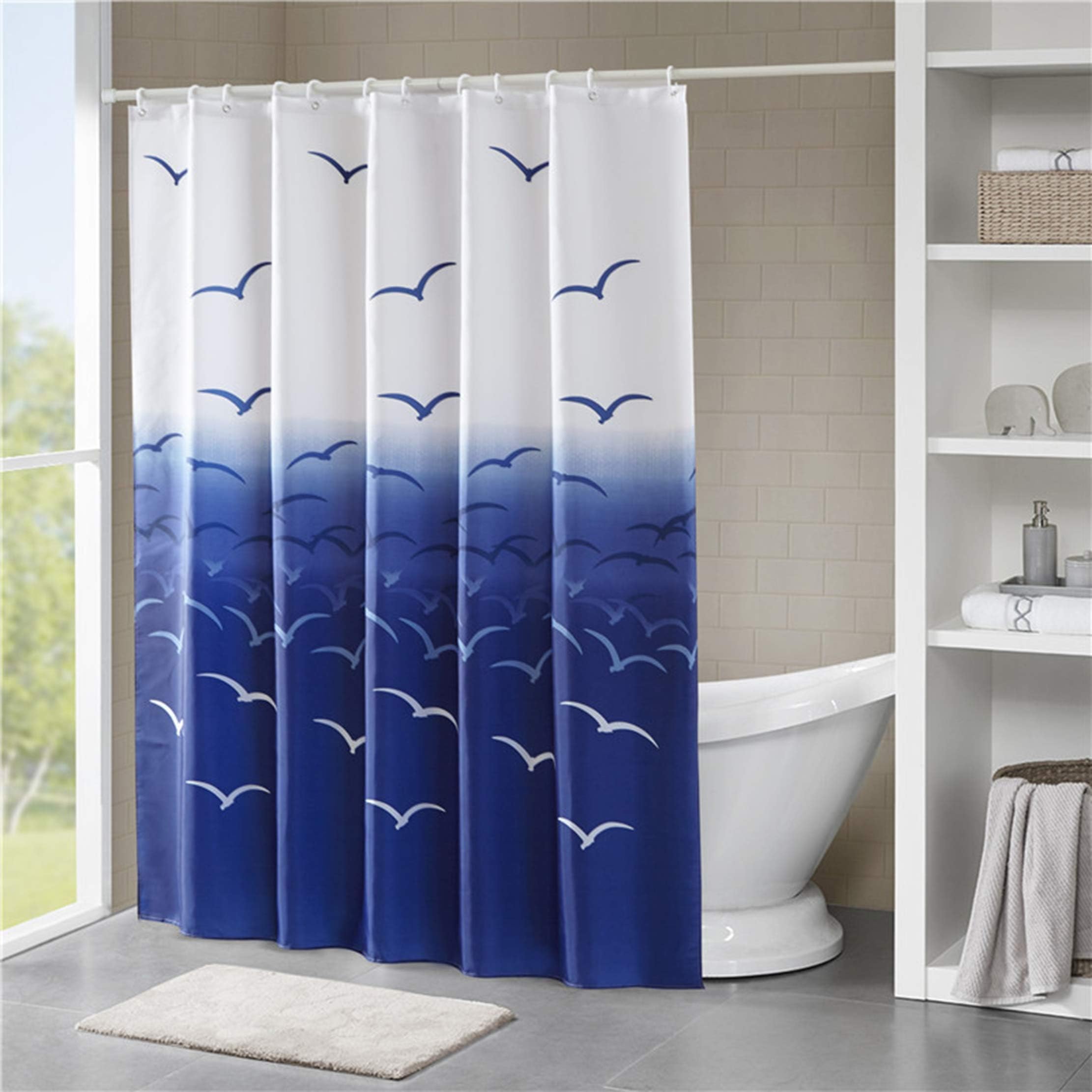 Aonewoe 3d Shower Curtain Vivid Seagull Polyester Waterproof Bathroom Curtain 180 x 180 cm (71x71inches)