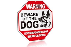 ANLEY Beware of The Dog Aluminum Warning Sign, No Responsible For Injury Or Death Warning Dog Sign - UV Protected and Weather