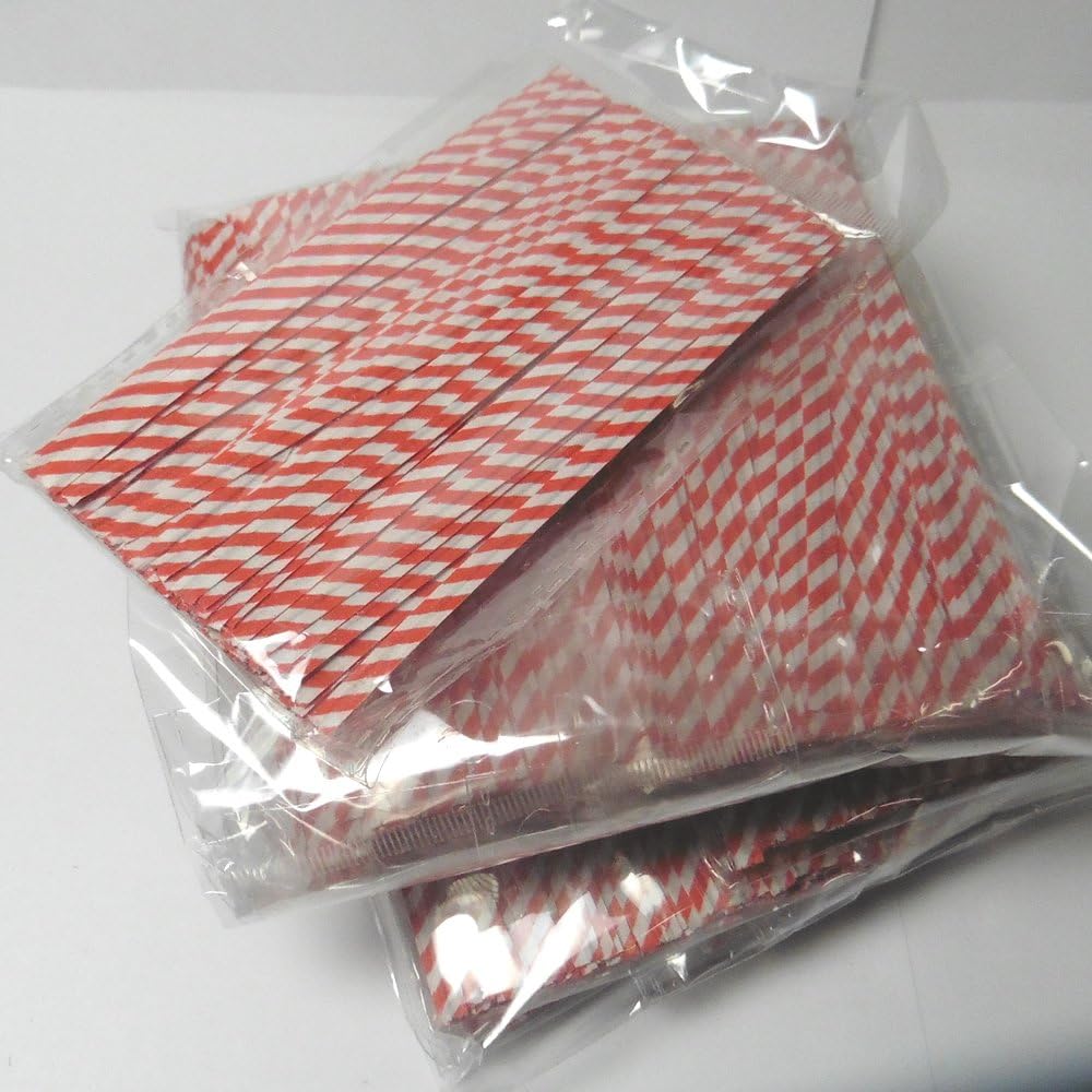 Weststone 1100pcs 4" RED/White Stripe Paper Twist Ties Wired Ties
