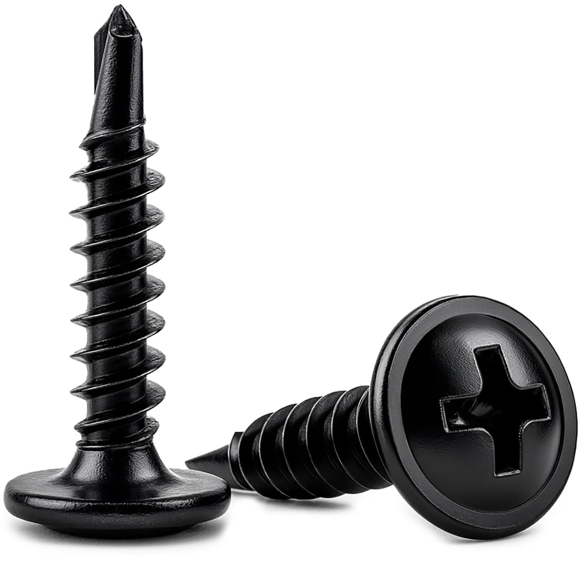 4.2mm x 16mm (Pack of 50) Black Self Drilling Phillips Wafer Head Screws Steel Self Tapping Screws for Metal Sheets Roofing Windows - M11A