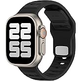 ELETTRONEO UC1 Sport Band for Apple Watch Bands Ultra 3 2 49mm, Series 11 10 46mm, 9 8 7 45mm 41mm, SE 6 5 4 44mm 40mm, 3 2 1 42mm 38mm Men Women iWatch, Strap Silicone, Black