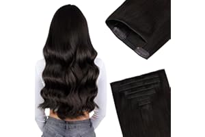 GOO GOO Invisi Edge Clip in Hair Extensions 20inch 150g 7Pcs Injected Seamless PU Clip in Hair Extensions, Virgin Real Human Hair, 2 Dark Brown