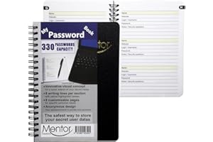 Mentor Creations My password book - 7" X 5" Quick search design password and private code journal (Black, Regular)