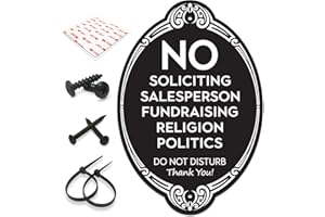 SignSeries No Soliciting Large Sign for House, Do Not Disturb, 10.5" X 7.25" - All Mounting Hardware Included, Easy Installation on Wall, Door or Doorbell - Heavy Duty and Weather Resistant