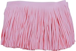 KEHUADIY 3 Yards 6 Inch Faux Leather Fringe Trim for DIY Sewing Craft Garment Hem Accessories Handbag Embellishment Decoration (Pink)