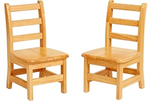 ECR4Kids Three Rung Ladderback Chair, 10in Seat Height, Classroom Seating, Honey, 2-Pack